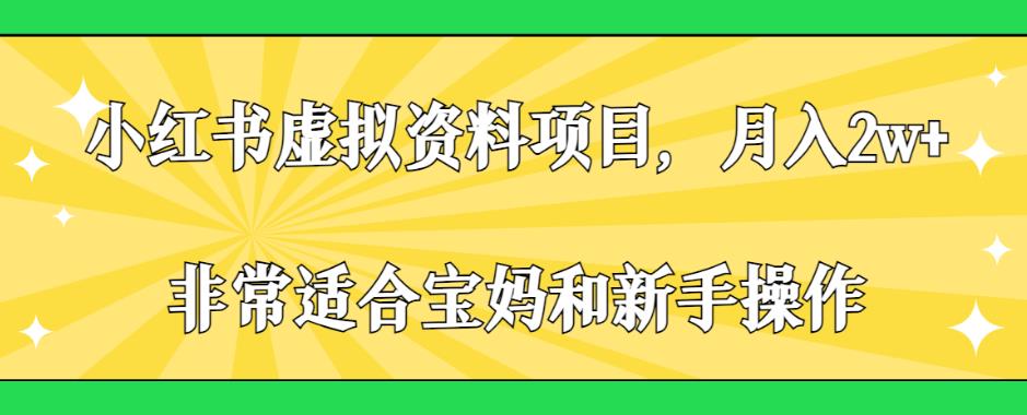 小红书虚拟资料项目，月入2w+，非常适合宝妈和新手操作【揭秘】-稀缺资源库