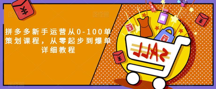 拼多多新手运营从0-100单策划课程，从零起步到爆单详细教程-稀缺资源库