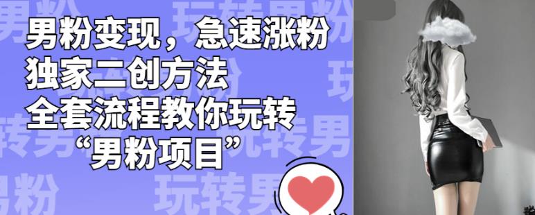 男粉变现，急速涨粉独家二创方法，全套流程教你玩转“男粉项目”【揭秘】-稀缺资源库