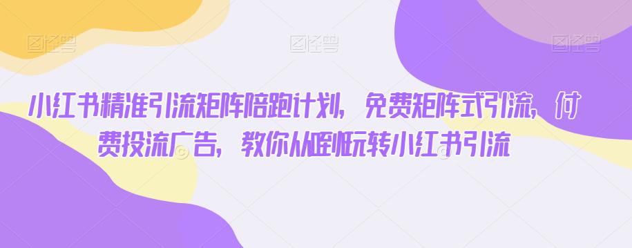 小红书精准引流矩阵陪跑计划，免费矩阵式引流，付费投流广告，教你从0到1玩转小红书引流-稀缺资源库