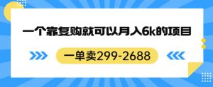 一单卖299-2688,一个靠复购就可以月入6k的暴利项目【揭秘】-稀缺资源库