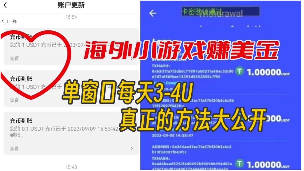 海外小游戏美金项目真正可以达到3-4U单窗口的方法，单台电脑收入300+【揭秘】-稀缺资源库
