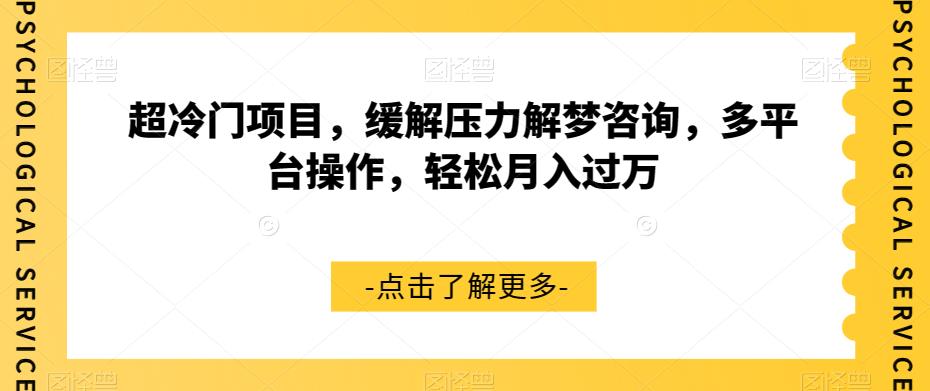 超冷门项目，缓解压力解梦咨询，多平台操作，轻松月入过万【揭秘】-稀缺资源库