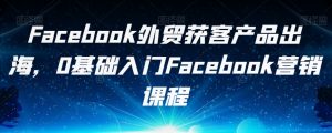 Facebook外贸获客产品出海,0基础入门Facebook营销课程-稀缺资源库