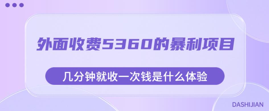 外面收费5360的暴利项目，几分钟就收一次钱是什么体验，附素材【揭秘】-稀缺资源库