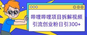哔哩哔哩项目拆解引流创业粉日引300+小白可轻松上手【揭秘】-稀缺资源库