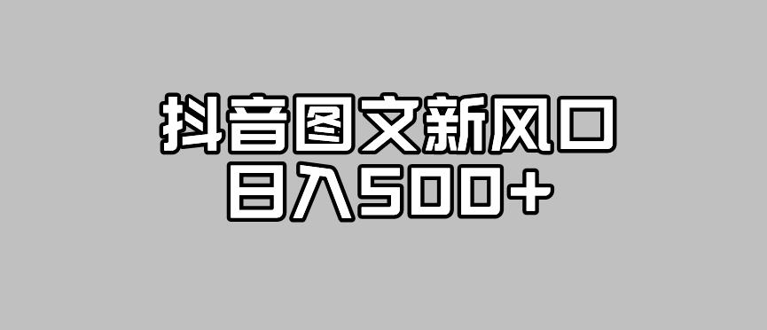 抖音图文最新风口，流量扶持非常高，日入500+【揭秘】-稀缺资源库