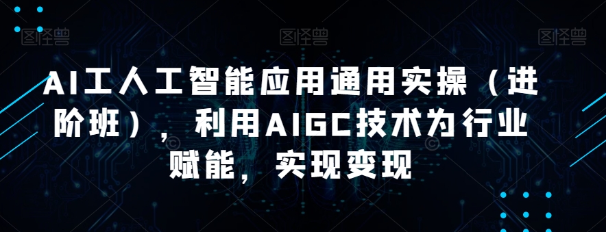 AI工人工智能应用通用实操（进阶班），利用AIGC技术为行业赋能，实现变现-稀缺资源库
