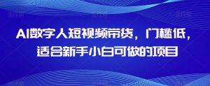 AI数字人短视频带货，门槛低，适合新手小白可做的项目-稀缺资源库