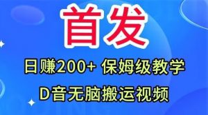 首发,抖音无脑搬运视频,日赚200+保姆级教学【揭秘】-稀缺资源库