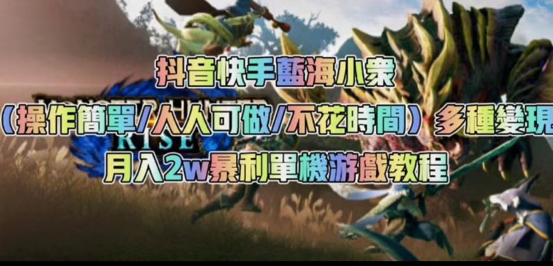 抖音快手蓝海小众（操作简单人人可做不花时间）多种变现月入2w＋暴利单机游戏教程-稀缺资源库