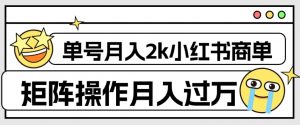 外面收费1980的小红书商单保姆级教程,单号月入2k,矩阵操作轻松月入过万-稀缺资源库