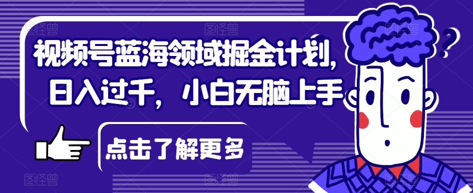 视频号蓝海领域掘金计划，日入过千，小白无脑上手【揭秘】-稀缺资源库