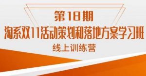 南掌柜·淘系双11活动策划和落地方案线上课18期-稀缺资源库