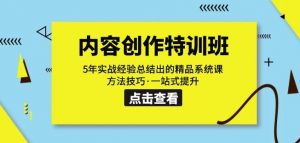 内容创作·特训班:5年实战经验总结出的精品系统课方法技巧·一站式提升-稀缺资源库