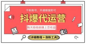 2023抖爆代运营,单号日躺赚300,简单易操作做无上限【揭秘】-稀缺资源库