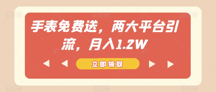 手表免费送，两大平台引流，月入1.2W【揭秘】-稀缺资源库