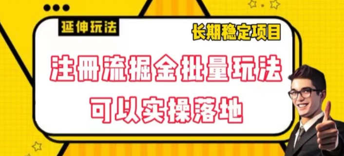 注册流掘金批量玩法，可以实操落地【揭秘】-稀缺资源库