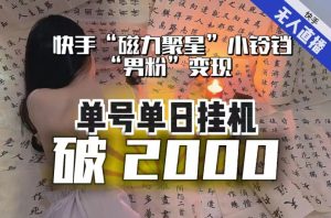 【日入破2000】快手无人直播不进人?“磁力聚星”没收益?不会卡屏、卡同城流量?最新课程会通通解决!-稀缺资源库