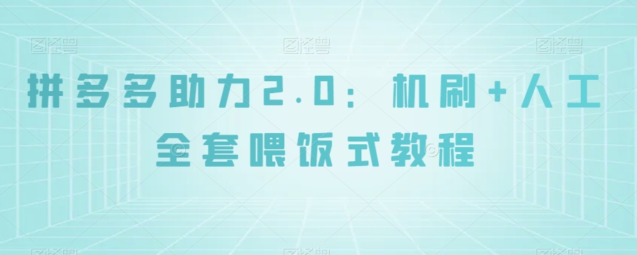 拼多多助力2.0：机刷+人工全套喂饭式教程【揭秘】-稀缺资源库