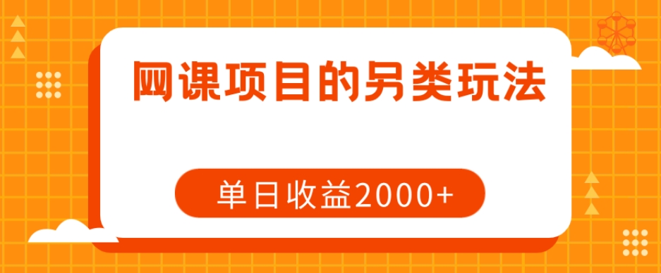 网课项目的另类玩法，单日收益2000+【揭秘】-稀缺资源库