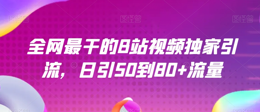 全网最干的B站视频独家引流，日引50到80+流量【揭秘】-稀缺资源库