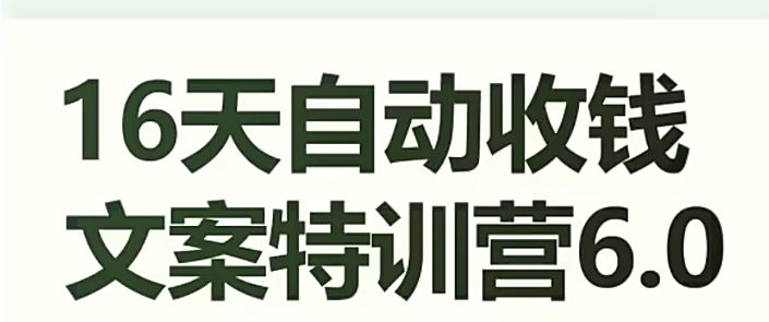 16天自动收钱文案特训营6.0，学会儿每天自动咔咔收钱-稀缺资源库