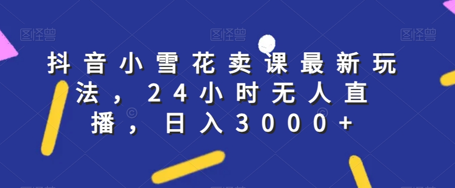 抖音小雪花卖课最新玩法，24小时无人直播，日入3000+【揭秘】-稀缺资源库