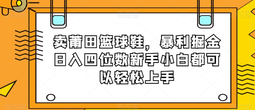 卖莆田篮球鞋，暴利掘金日入四位数新手小白都可以轻松上手【揭秘】-稀缺资源库
