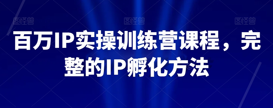 百万IP实操训练营课程，完整的IP孵化方法-稀缺资源库