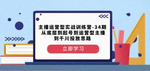 主播运营型实战训练营-第34期从底层到起号到运营型主播到千川投放思路-稀缺资源库