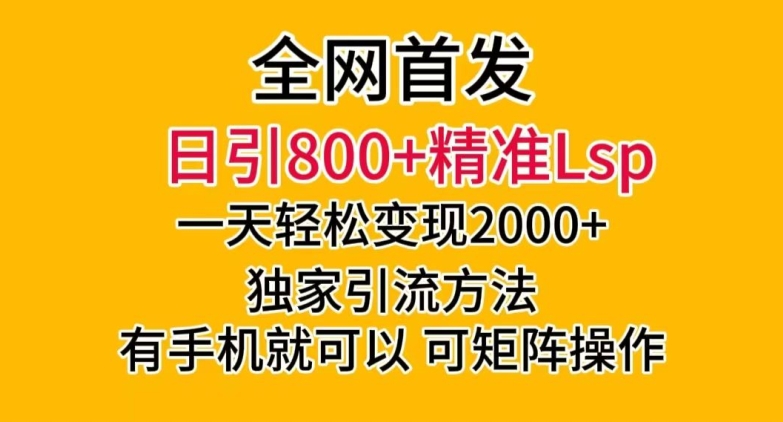 全网首发！日引800+精准老色批，一天变现2000+，独家引流方法，可矩阵操作【揭秘】-稀缺资源库