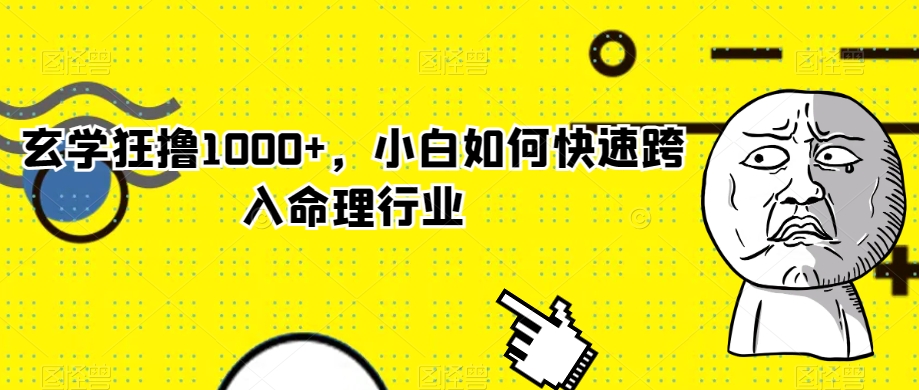 玄学狂撸1000+，小白如何快速跨入命理行业【揭秘】-稀缺资源库