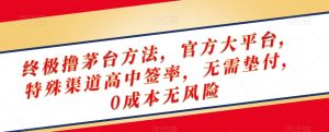 终极撸茅台方法,官方大平台,特殊渠道高中签率,无需垫付,0成本无风险【揭秘】-稀缺资源库