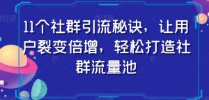 11个社群引流秘诀,让用户裂变倍增,轻松打造社群流量池-稀缺资源库