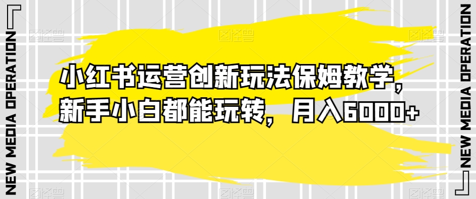 小红书运营创新玩法保姆教学，新手小白都能玩转，月入6000+【揭秘】-稀缺资源库