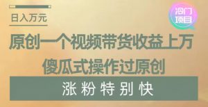原创一个视频带货收益上万，傻瓜式操作过原创，几分钟做一个视频涨粉特别快【揭秘】-稀缺资源库