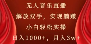 无人音乐直播,解放双手,实现躺赚,小白轻松实操,日入1000+,月入3w+【揭秘】-稀缺资源库