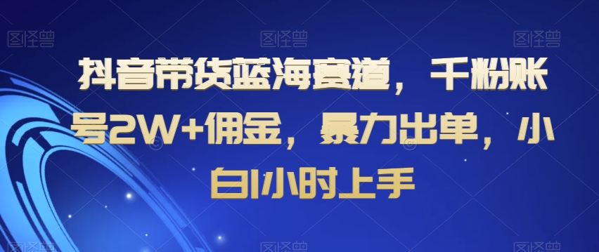 抖音带货蓝海赛道，千粉账号2W+佣金，暴力出单，小白1小时上手【揭秘】-稀缺资源库