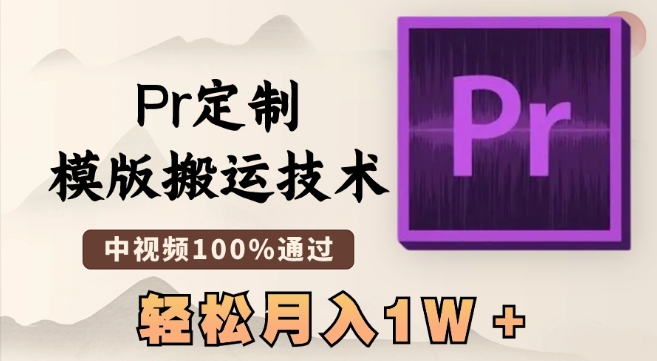 最新Pr定制模版搬运技术，中视频100%通过，几分钟一条视频，轻松月入1W＋【揭秘】-稀缺资源库
