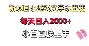 新项目小游戏文字玩出花日入2000+,每天只需一小时,小白直接上手【揭秘】-稀缺资源库