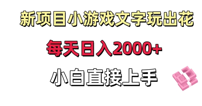 新项目小游戏文字玩出花日入2000+，每天只需一小时，小白直接上手【揭秘】-稀缺资源库