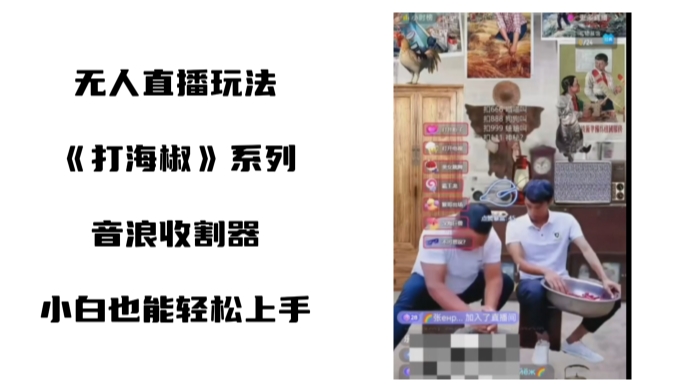 打海椒无人直播整蛊项目，小白轻松上手撸音浪收割器-稀缺资源库