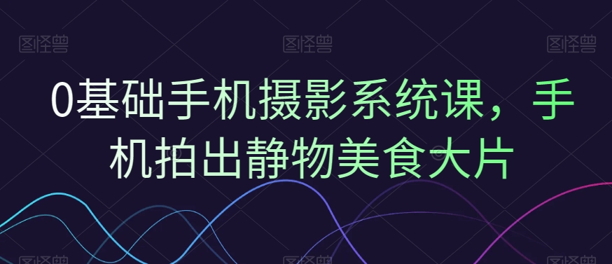0基础手机摄影系统课，手机拍出静物美食大片-稀缺资源库