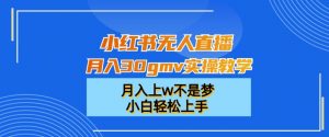 小红书无人直播月入30gmv实操教学,月入上w不是梦,小白轻松上手【揭秘】-稀缺资源库