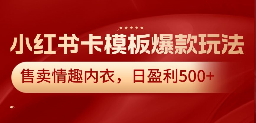小红书卡模板爆款玩法，售卖情趣内衣，日盈利500+【揭秘】-稀缺资源库
