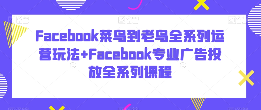 Facebook菜鸟到老鸟全系列运营玩法+Facebook专业广告投放全系列课程-稀缺资源库