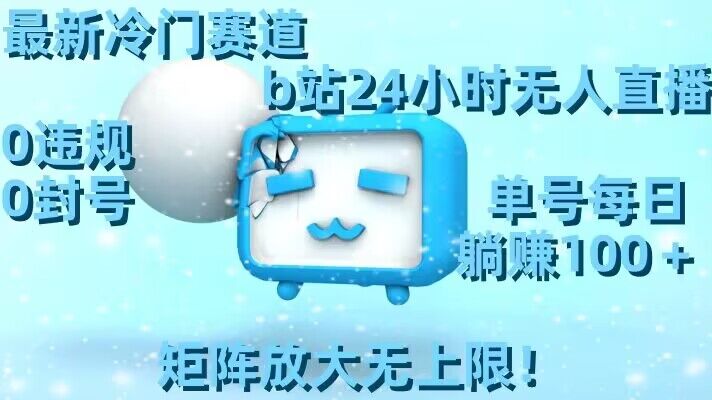 最新冷门赛道，b站24小时无人直播，0违规0封号，单号每日躺赚100＋，矩阵放大无上限【揭秘】-稀缺资源库