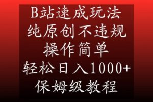 B站速成玩法,纯原创不违规,操作简单,轻松日入1000+,保姆级教程【揭秘】-稀缺资源库