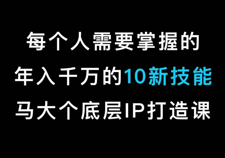 马大个的IP底层逻辑课，​每个人需要掌握的年入千万的10新技能，约会底层IP打造方法！-稀缺资源库